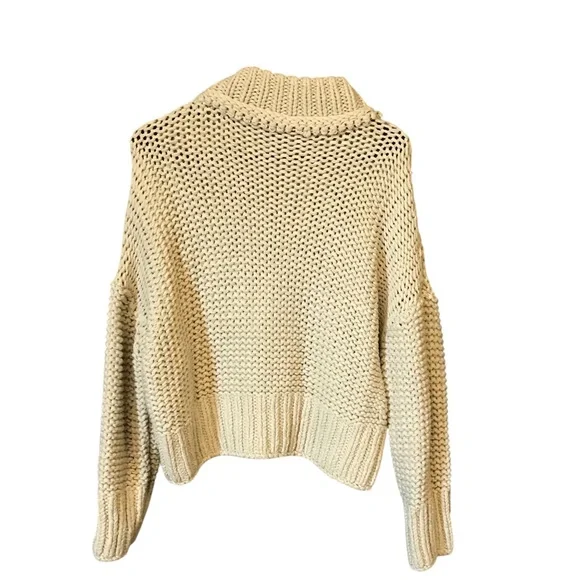 Free people my only sunshine Chunky Knit Tan Sweater Women S relaxed mock neck - Picture 2 of 10